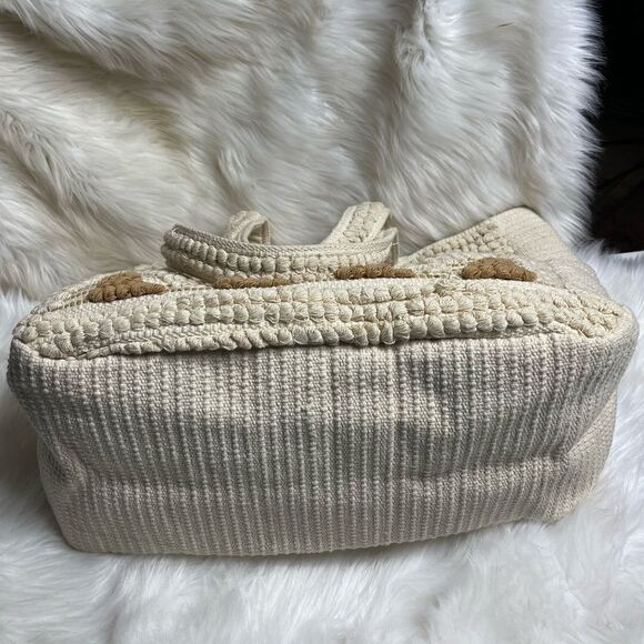 Evelyn K Hobo beige cotton extra large tote with brown and gold stitchin… - Picture 12 of 12